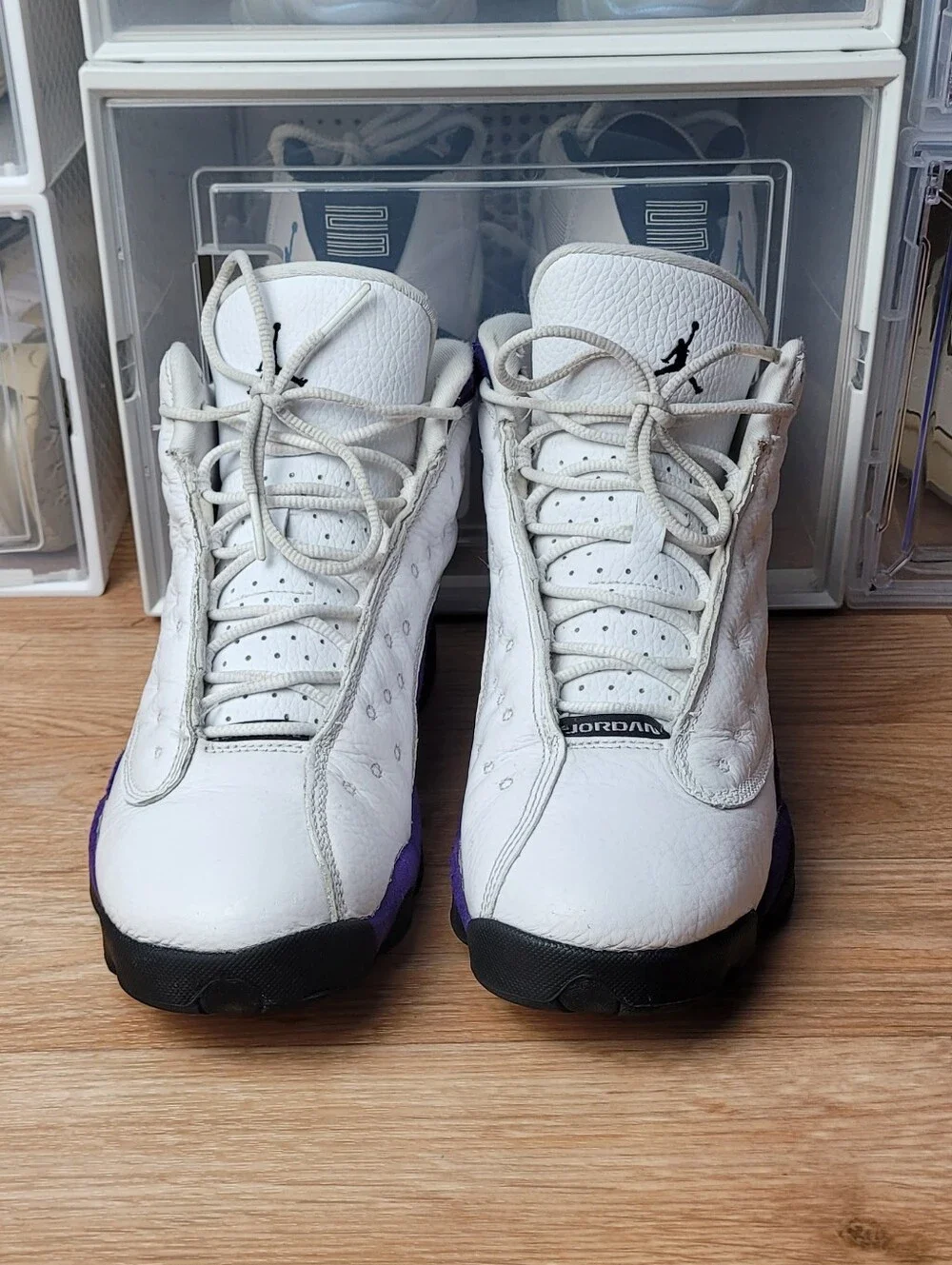 Jordan 13 Retro Mid Lakers Size 7y GS 884129-105 White Purple Youth Sneakers OG
